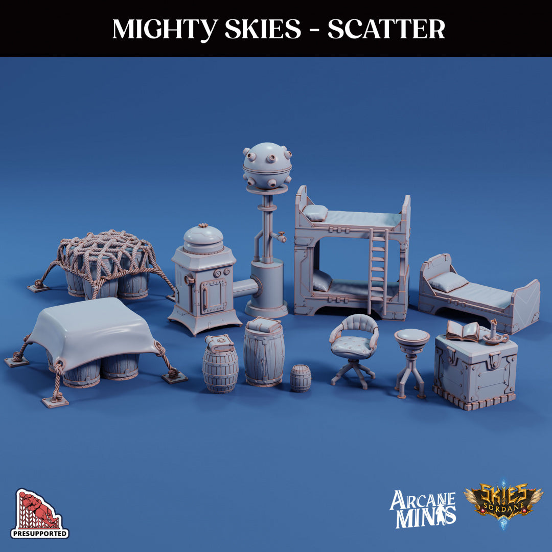 3D Printed Sordane Publishing Arcane Minis Mighty Skies Scatter Items Mighty Skies A Sordane Stories Set 28 32mm D&D (Online Only)