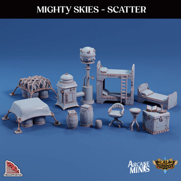3D Printed Sordane Publishing Arcane Minis Mighty Skies Scatter Items Mighty Skies A Sordane Stories Set 28 32mm D&D (Online Only)