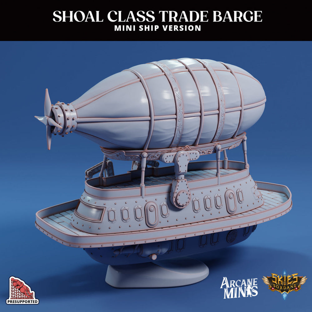 3D Printed Sordane Publishing Arcane Minis Mini Ship - Shoal Trade Barge 28 32mm D&D (Online Only)