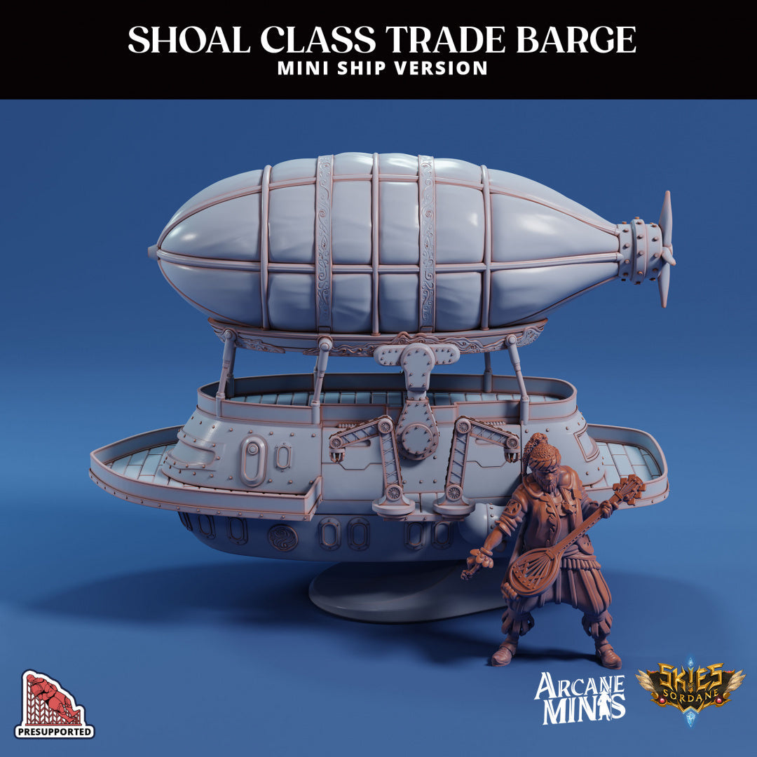 3D Printed Sordane Publishing Arcane Minis Mini Ship - Shoal Trade Barge 28 32mm D&D (Online Only)