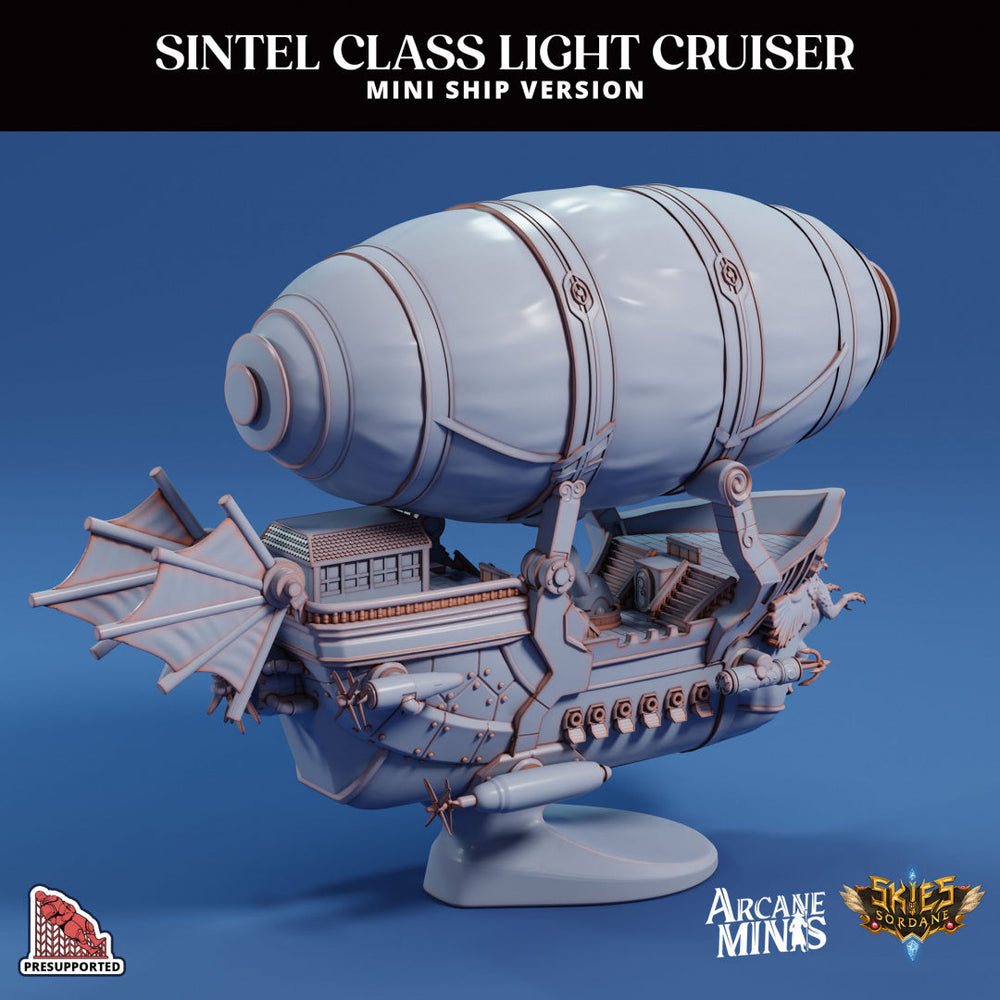 3D Printed Sordane Publishing Arcane Minis Mini Ships Mini Ship - Sintel Light Cruiser 28 32mm D&D (Online Only)