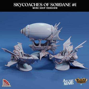 3D Printed Sordane Publishing Arcane Minis Mini Ship - Skycoaches of Sordane Set 1 28 32mm D&D (Online Only)