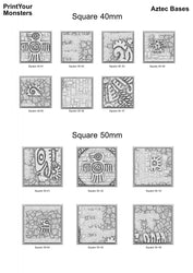 3D Printed Fantastic Plants and Rocks Square Bases Aztec Bases 28mm - 32mm D&D Wargaming (Online Only)