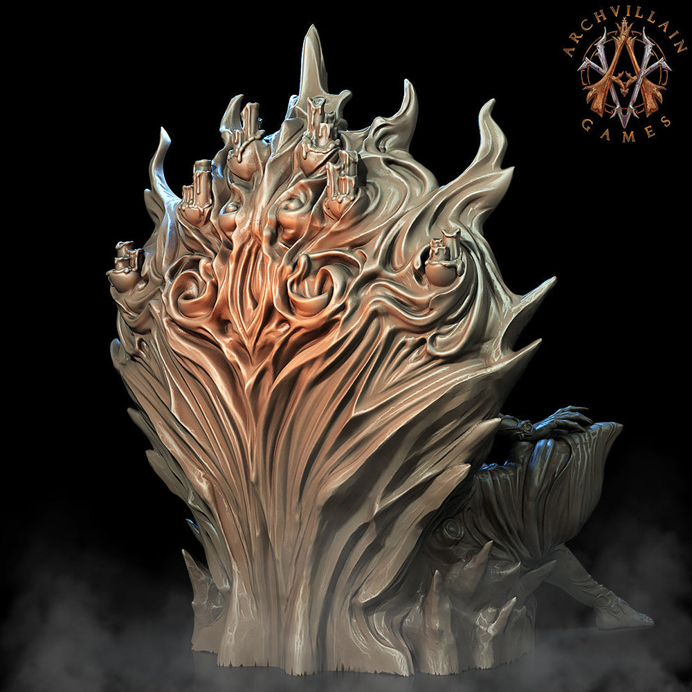 3D Printed Archvillain Games - Queen Naamah on Throne 28mm 32mm D&D (Online Only)