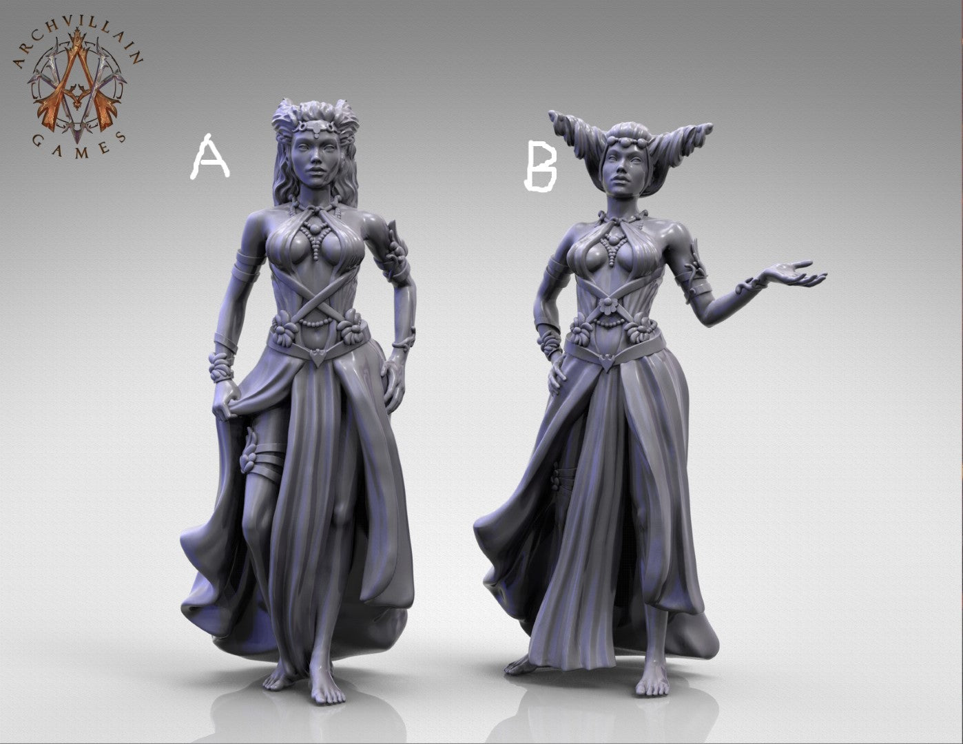 3D Printed Archvillain Games  - Human Consorts Mistresses 28 32mm D&D (Online Only)