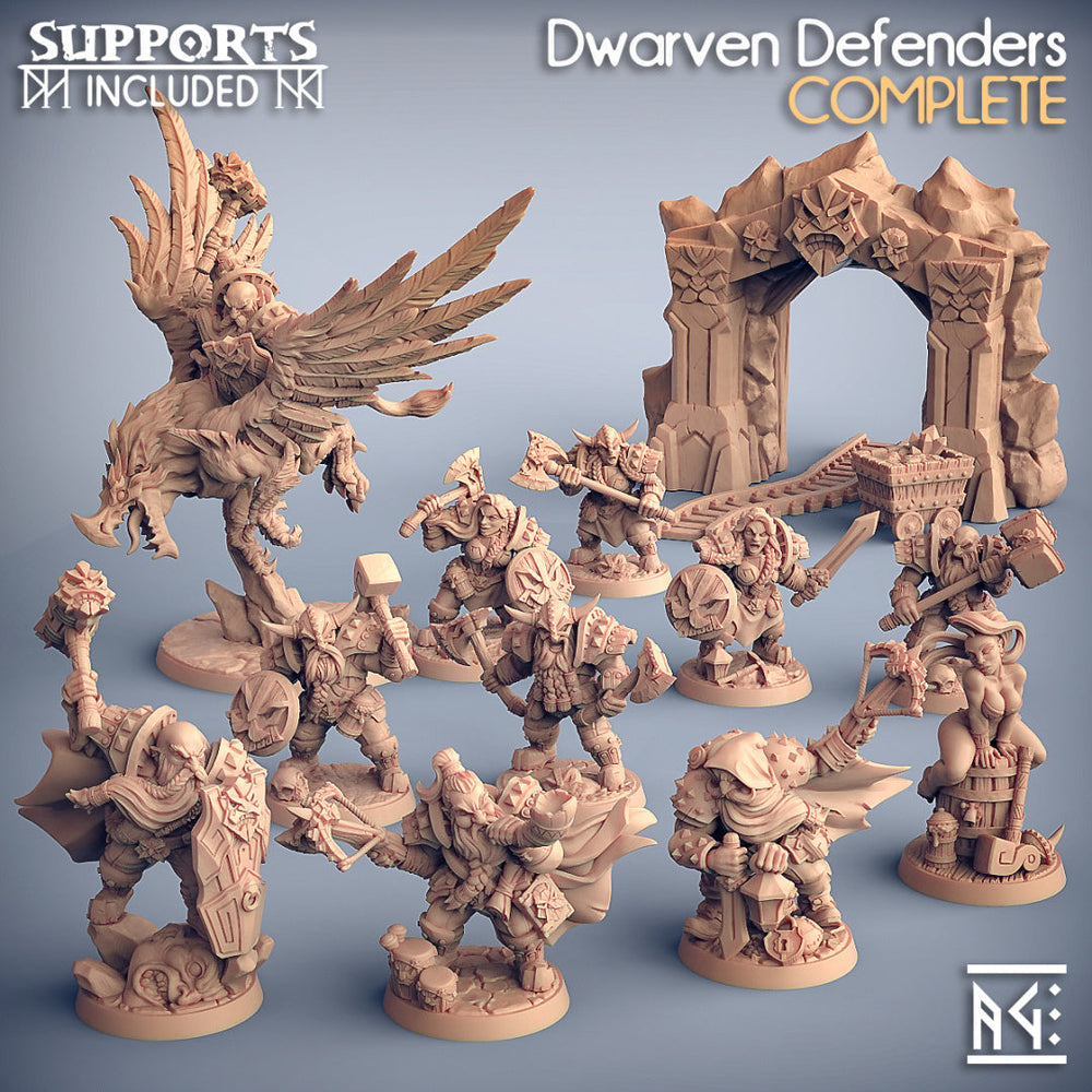 3D Printed Artisan Guild Dwarf Champion Alvar Giantslayer Dwarven Defenders Set 28mm 32mm (Online Only)