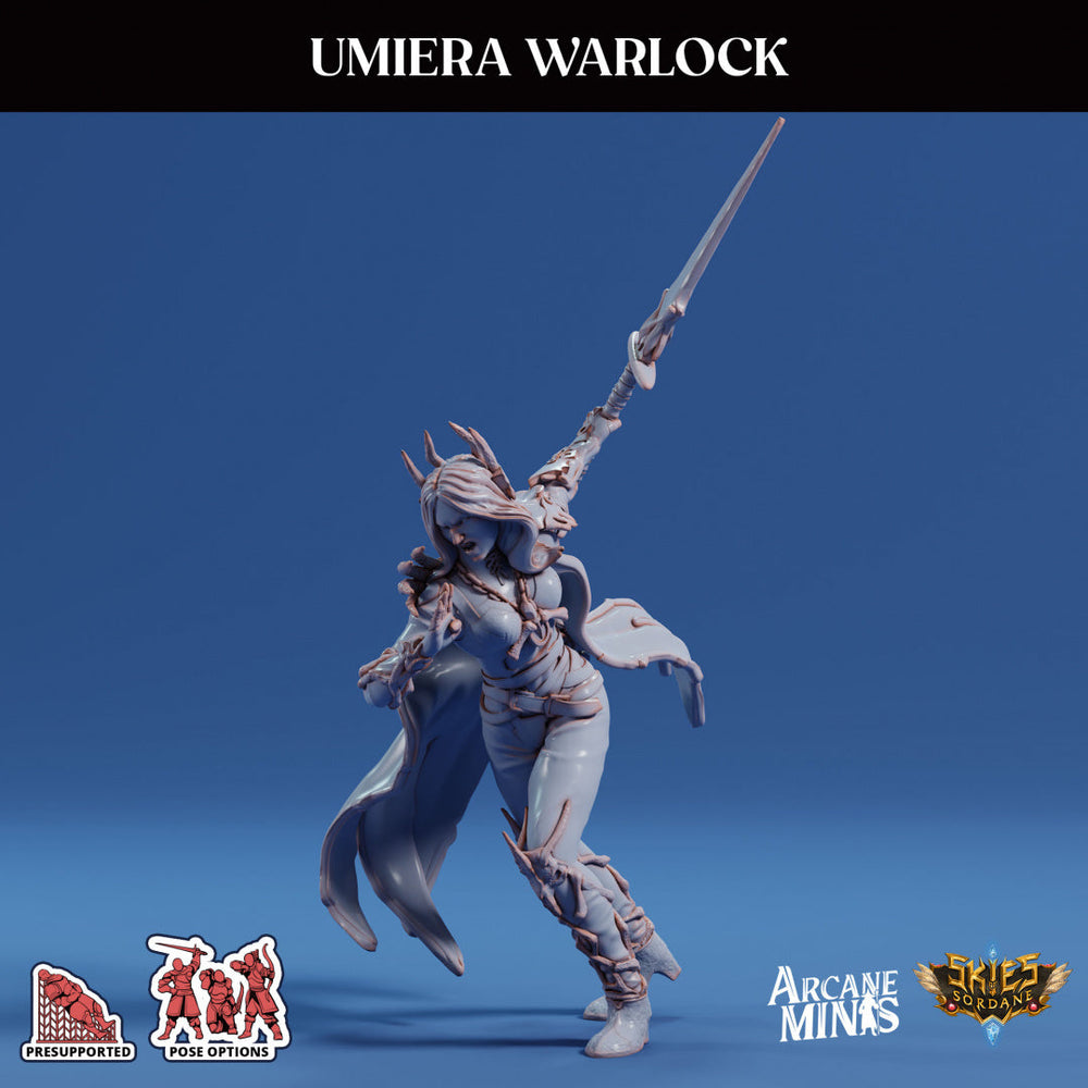 3D Printed Sordane Publishing Arcane Minis Umiera Female Warlock Cult of Umiera 28 32mm D&D (Online Only)
