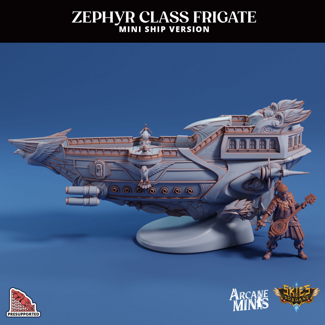 3D Printed Sordane Publishing Arcane Minis Mini Ship - Zephyr Assault Frigate 28 32mm D&D (Online Only)