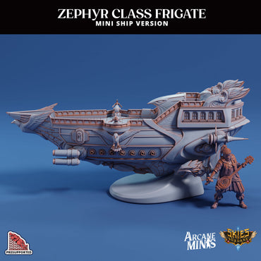 3D Printed Sordane Publishing Arcane Minis Mini Ship - Zephyr Assault Frigate 28 32mm D&D (Online Only)
