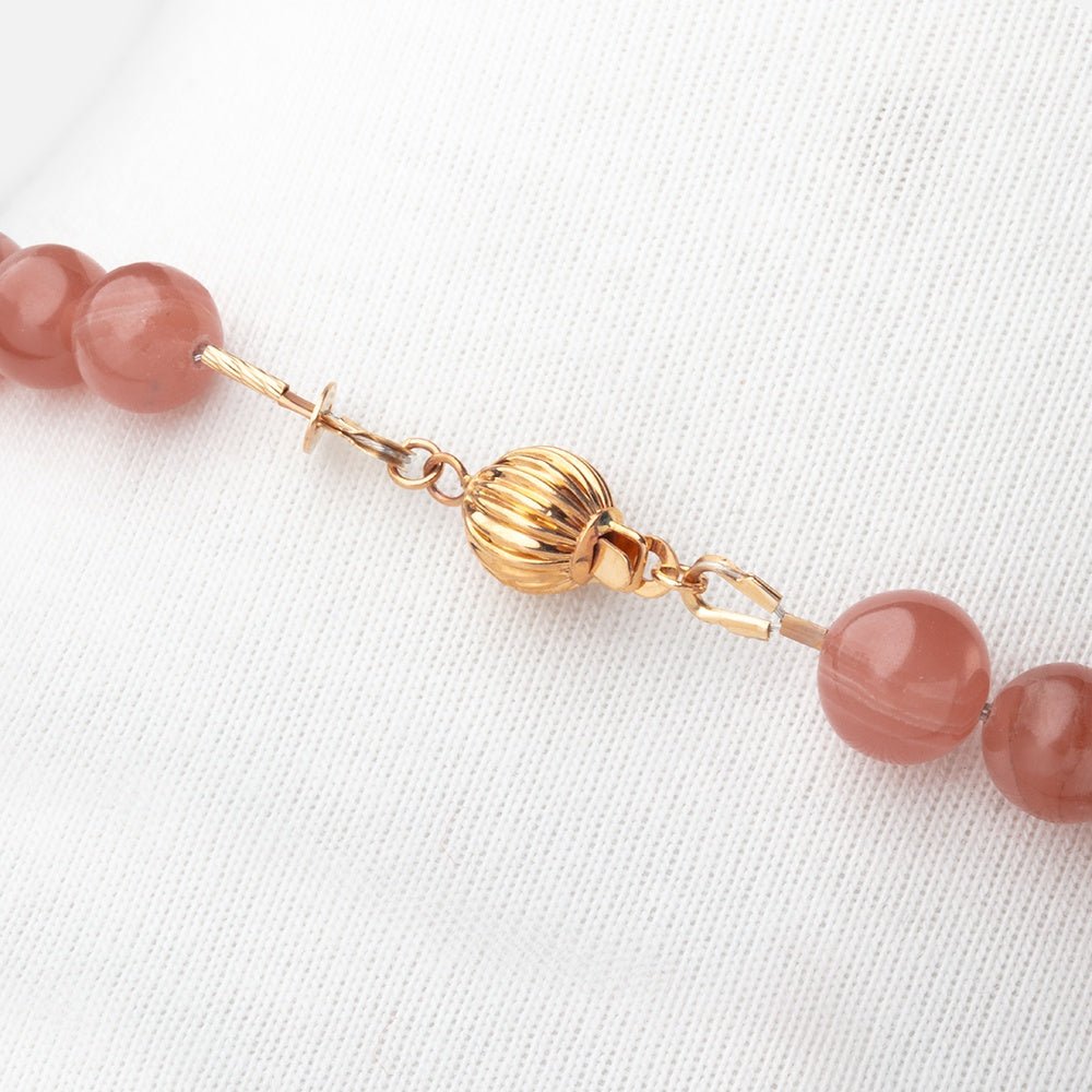 Rhodochrosite Plain Round Necklace with a 14kt Gold Clasp AAA (ONLINE ORDER ONLY)