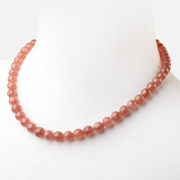 Rhodochrosite Plain Round Necklace with a 14kt Gold Clasp AAA (ONLINE ORDER ONLY)