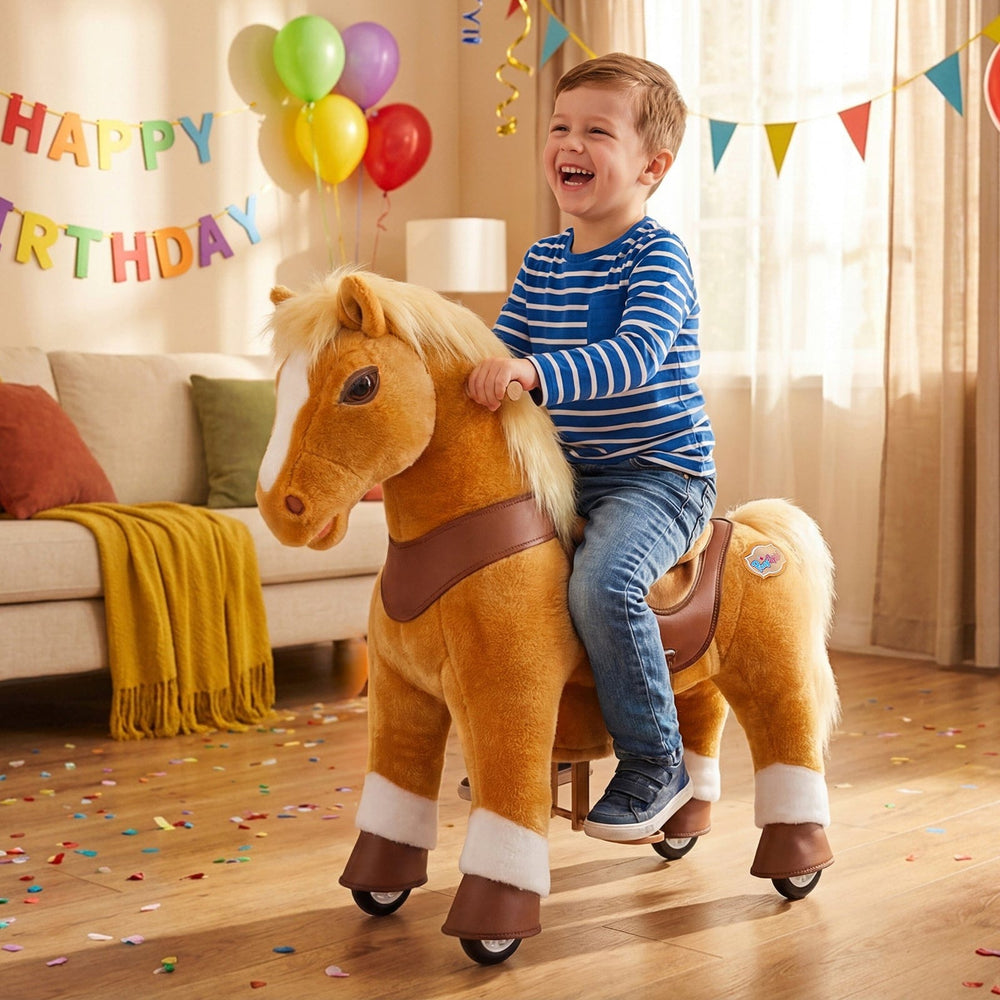 Model Y® Horse Ride-On Toy Age 4–7 – Light Brown
