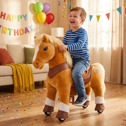 Model Y® Horse Ride-On Toy Age 4–7 – Light Brown