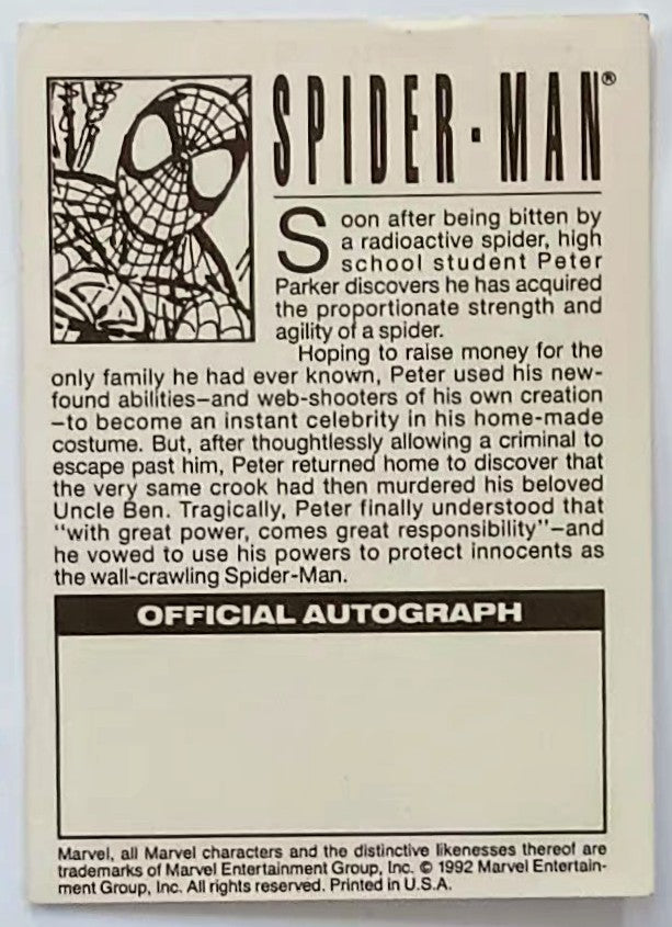 Marvel Comics Promo Card - Spider-Man (ONLINE ORDER ONLY)