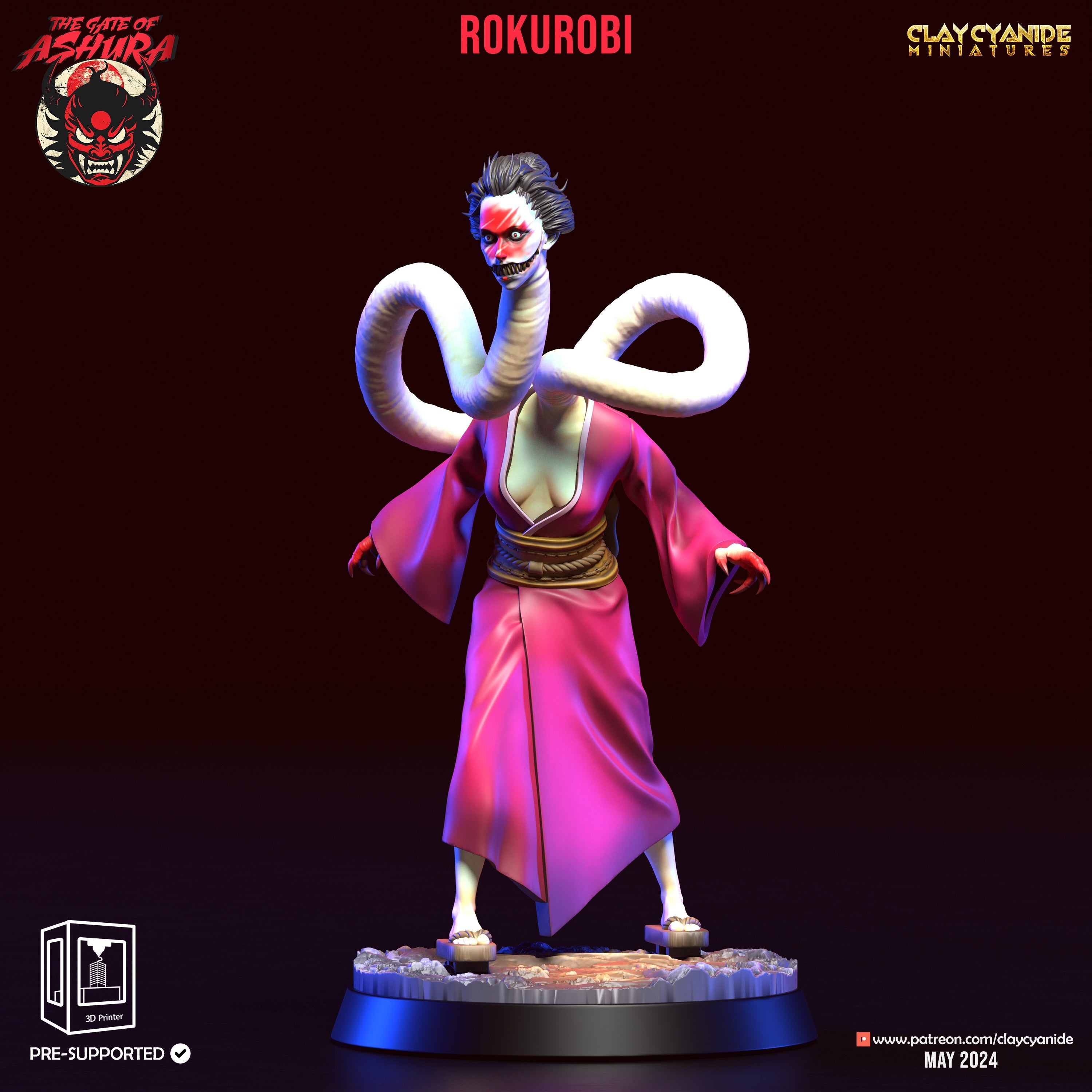 3D Printed Clay Cyanide Rokurobi The Gate of Ashura 28 32 mm D&D (Online Only)