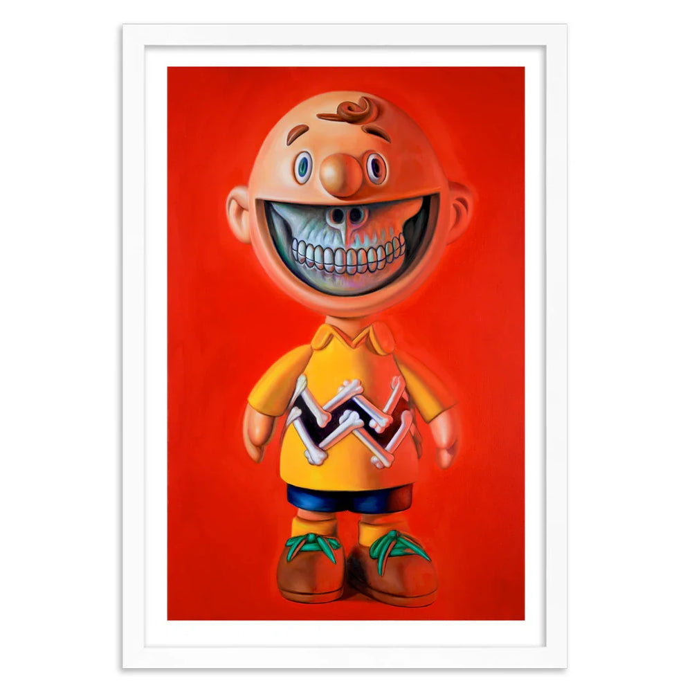 Ron English - Charlie Brown Grin Fine Art Print (Framed) (ONLINE ORDER ONLY)