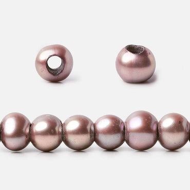 Rose Pink Off Round Large Hole Freshwater Pearls, 15 inch, 7-8mm diameter, (ONLINE ORDER ONLY)