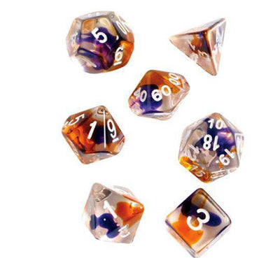 RPG Dice Set (7+1): Purple, Orange Semi-Transparent Resin (Online Order Only)