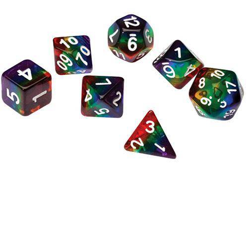 RPG Dice Set (7+1): Rainbow Translucent Resin (Online Order Only)