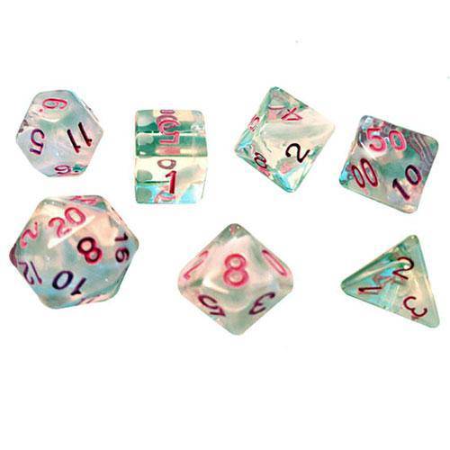 RPG Dice Set (7+1): White Cloud , Pink Ink (Online Order Only)
