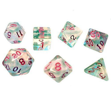 RPG Dice Set (7+1): White Cloud , Pink Ink (Online Order Only)