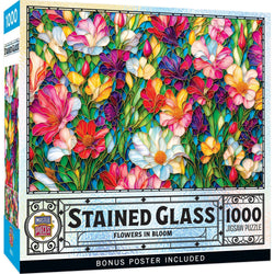 Stained Glass - Flowers in Bloom 1000 Piece Jigsaw Puzzle (ONLINE ORDER ONLY)