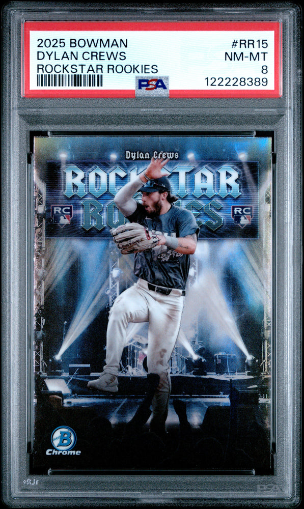 Graded 2025 Topps Bowman Dylan Crews #RR15 Rockstar Rookies Rookie RC Baseball Card PSA 8 Near Mint (ONLINE ORDER ONLY)