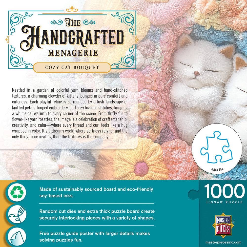 Handcrafted Menagerie - Cozy Cat Bouquet 1000 Piece Jigsaw Puzzle (ONLINE ORDER ONLY)