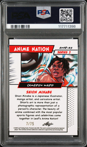 Graded 2024 Leaf Cam Ward #AN2B43 Anime Nation Series 2 Blue /75 Football Card PSA 10 Gem Mint (ONLINE ORDER ONLY)