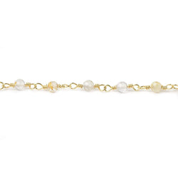 3mm Rutilated Quartz micro-faceted round Gold plated Chain (ONLINE ORDER ONLY)