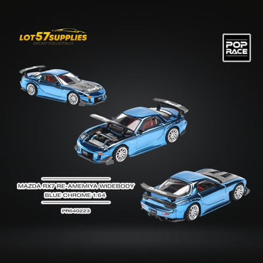 (Pre-Order) Pop Race Mazda RX-7 Re-Amemiya Blue Chrome 1:64 (ONLINE ORDER ONLY)