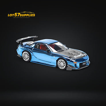 (Pre-Order) Pop Race Mazda RX-7 Re-Amemiya Blue Chrome 1:64 (ONLINE ORDER ONLY)