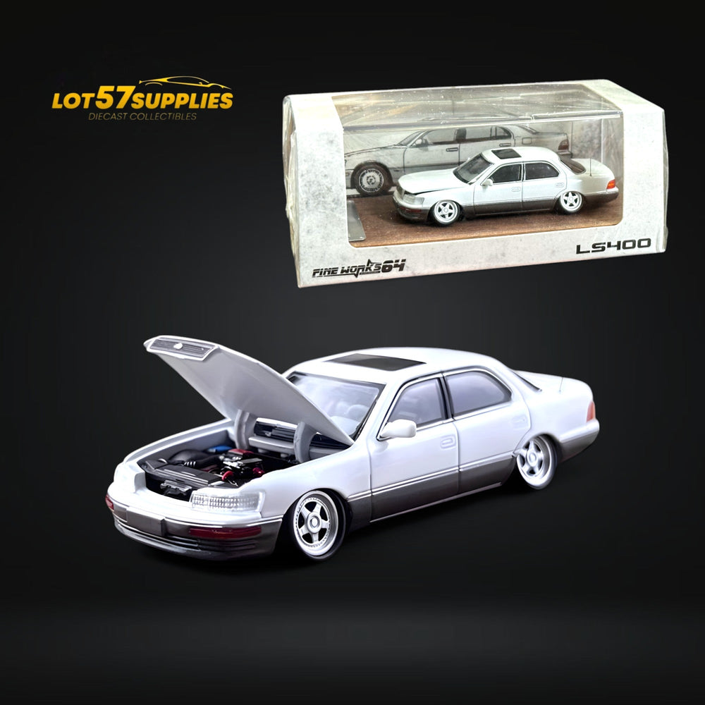 Fine works64 Lexus LS400 - White/Gray Double Stanced 1:64 (ONLINE ORDER ONLY)