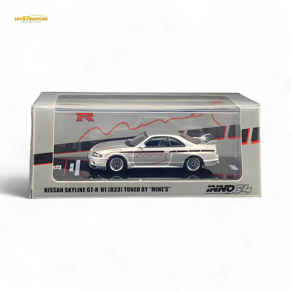 Inno64 NISSAN SKYLINE GR-R (R33) "Tuned by Mine's" Silver 1:64 (ONLINE ORDER ONLY)