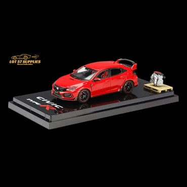 Hobby Japan 2017 Honda Civic Type R FK8 Flame Red With Engine Model Display 1:64 HJ641055AR (ONLINE ORDER ONLY)