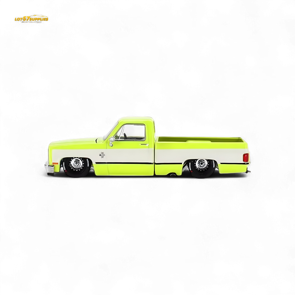 Mini GT x Kaido House Chevrolet Silverado FLO YELLOW 1:64 KHMG112 (ONLINE ORDER ONLY)