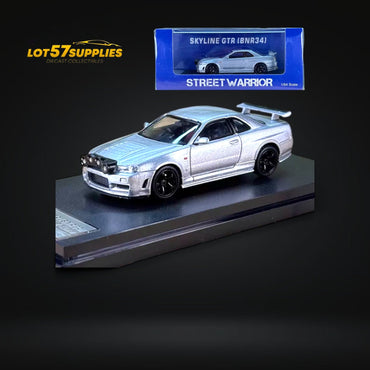 Street Weapon Nissan (R34) GT-R in Silver Snow Drift 1:64 (ONLINE ORDER ONLY)