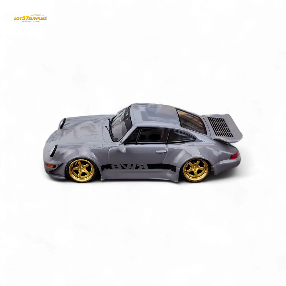 Flame Porsche 964 RWB Whale Tale in Cement Gray 1:64 (ONLINE ORDER ONLY)