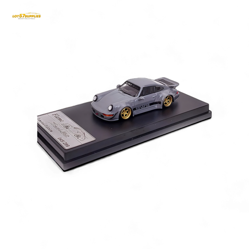 Flame Porsche 964 RWB Whale Tale in Cement Gray 1:64 (ONLINE ORDER ONLY)