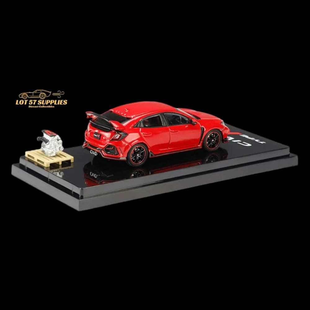 Hobby Japan 2017 Honda Civic Type R FK8 Flame Red With Engine Model Display 1:64 HJ641055AR (ONLINE ORDER ONLY)