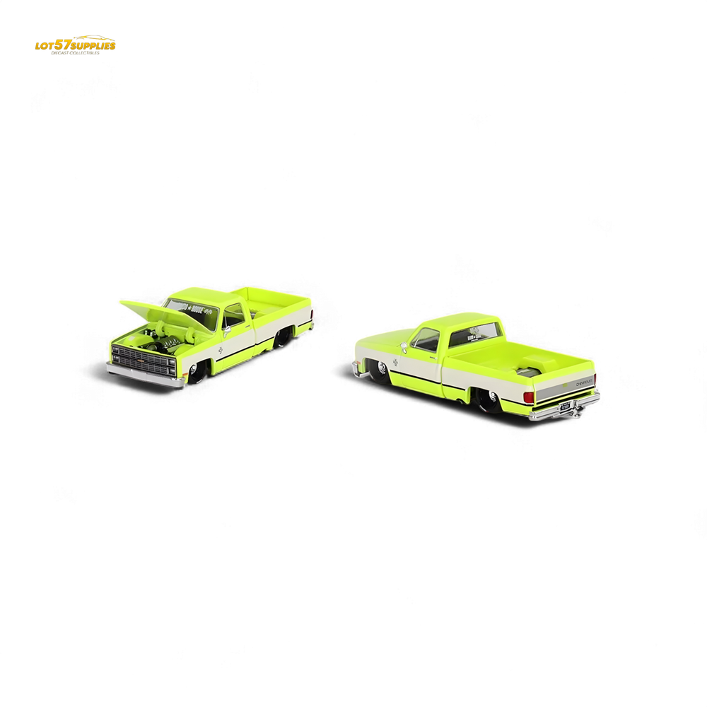 Mini GT x Kaido House Chevrolet Silverado FLO YELLOW 1:64 KHMG112 (ONLINE ORDER ONLY)