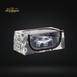 YM model X QCAR Skyline R34 Silver Blue F&F Livery Resin 1:64 (ONLINE ORDER ONLY)