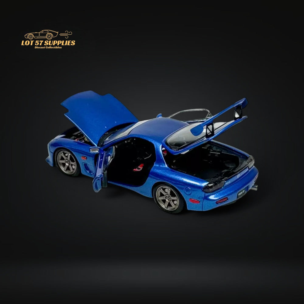 PGM Mazda RX-7 FD3S Metallic Blue Fully Openeable Luxury Base 1:64 (ONLINE ORDER ONLY)