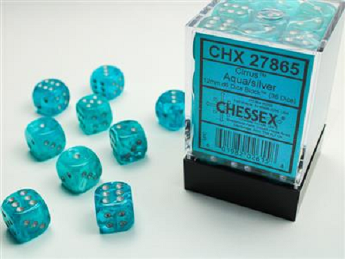 Chessex: D6 Cirrus Dice set - 12MM (ONLINE ORDER ONLY)