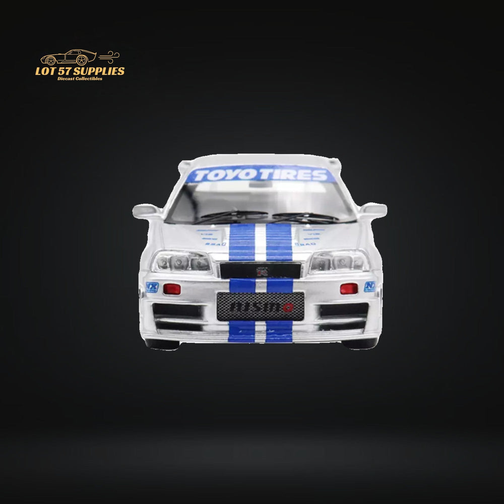 YM model X QCAR Skyline R34 Silver Blue F&F Livery Resin 1:64 (ONLINE ORDER ONLY)