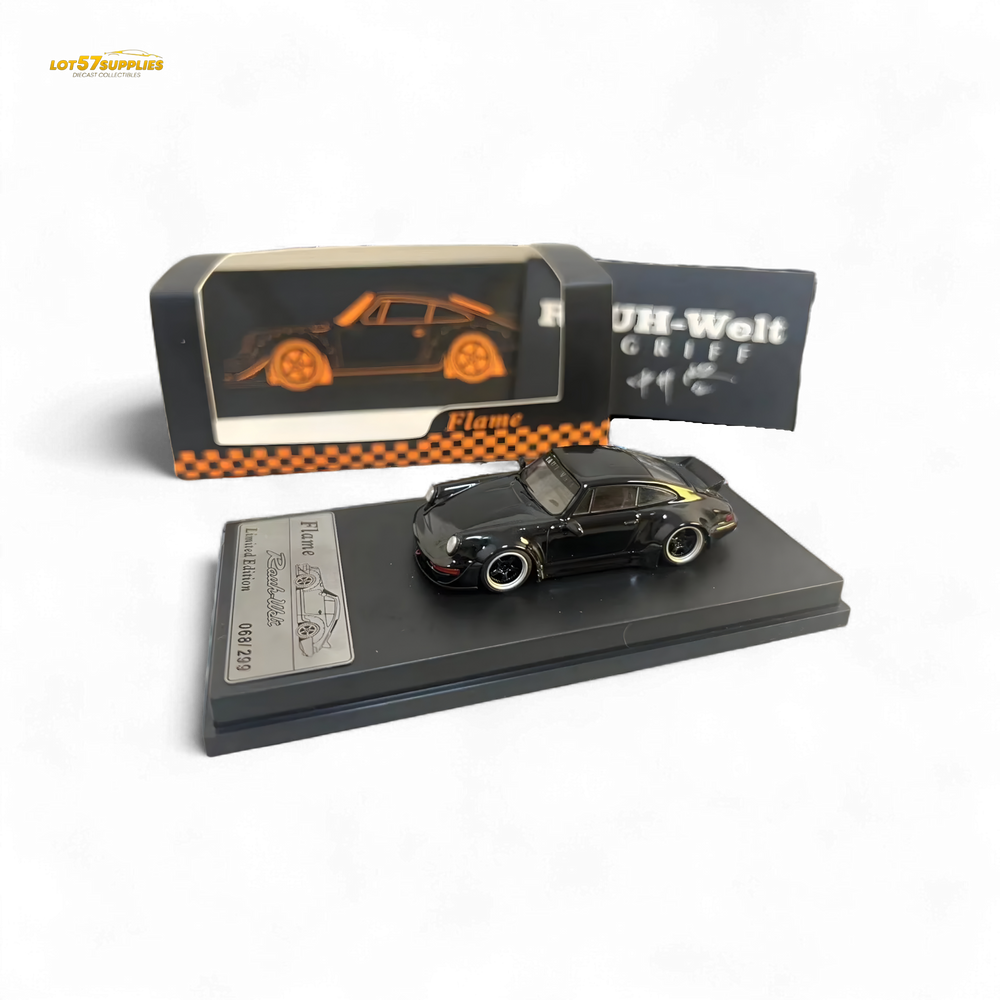 Flame Porsche 964 RWB Ducktail in Gloss Black 1:64 (ONLINE ORDER ONLY)
