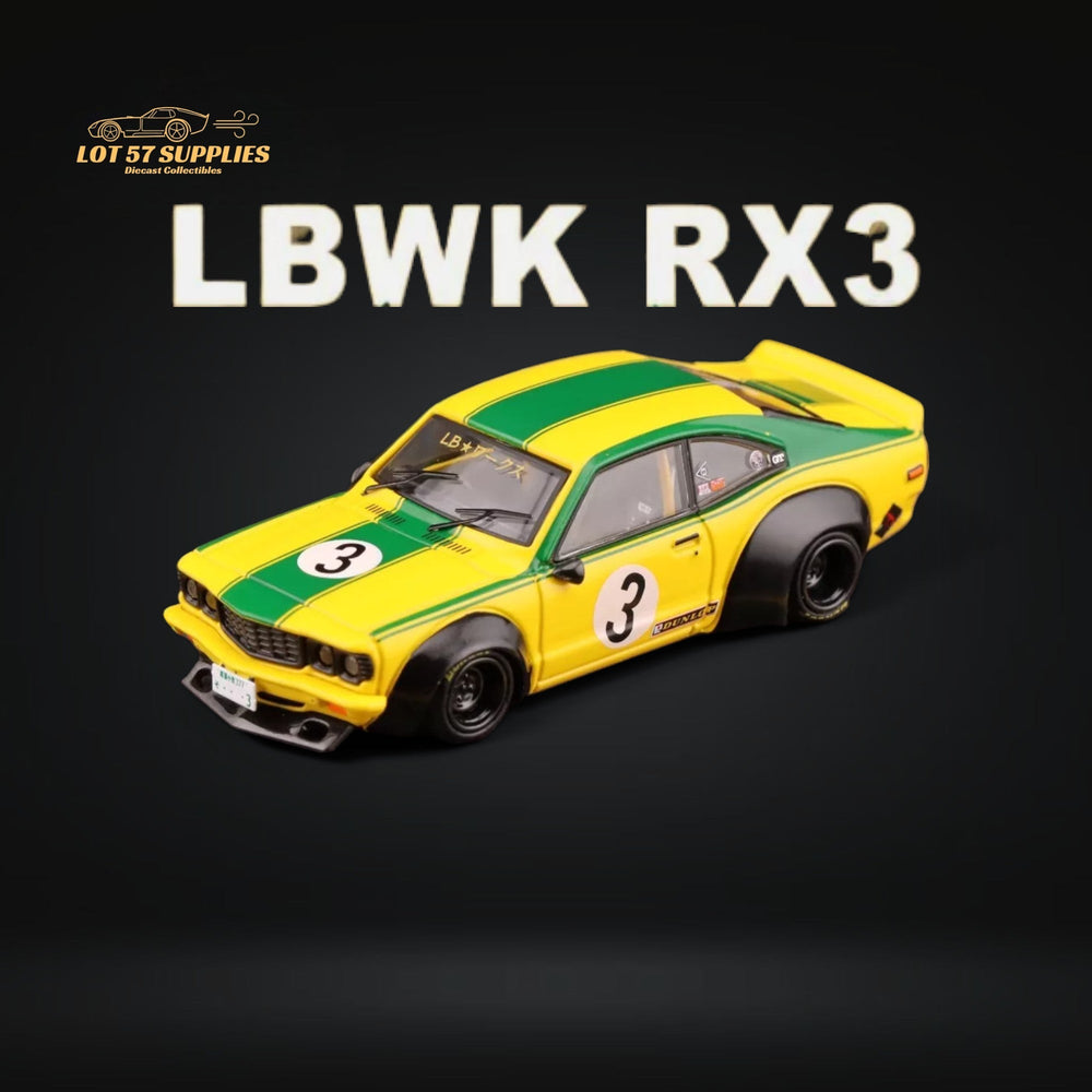 Inno64 Mazda RX-3 Savanna LBWK Yellow Green #3 1:64 IN64-LBWKRX3-01 (ONLINE ORDER ONLY)
