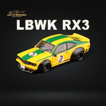 Inno64 Mazda RX-3 Savanna LBWK Yellow Green #3 1:64 IN64-LBWKRX3-01 (ONLINE ORDER ONLY)