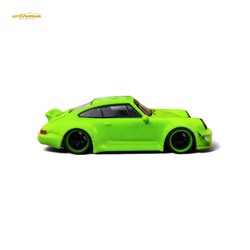 Flame Porsche 964 RWB Ducktail in Fluorescent Green 1:64 (ONLINE ORDER ONLY)