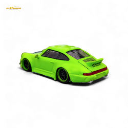 Flame Porsche 964 RWB Ducktail in Fluorescent Green 1:64 (ONLINE ORDER ONLY)